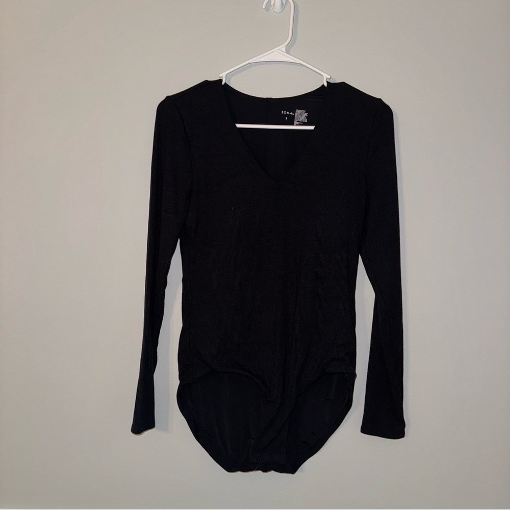 Soma Classic‎ Black V-Neck Bodysuit (A2-12)